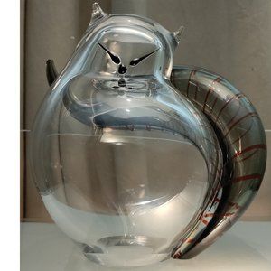 Livio Seguso for Oggetti Murano Glass Cat Sculpture - Large 9" - Signed Italy